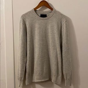 AEO Grey Striped Crew Sweater